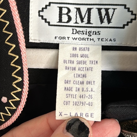 Vintage BMW Designs Floral Embroidered Cropped Western Wool Jacket XL Stagecoach - Picture 4 of 8